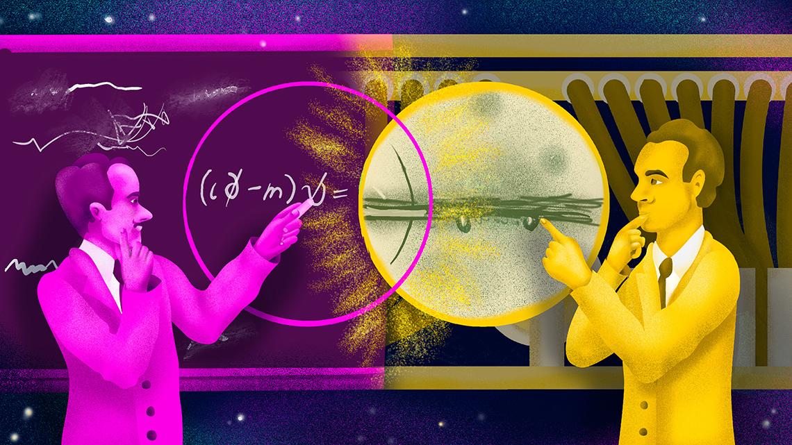 Illustration of Paul Dirac and Carl Anderson